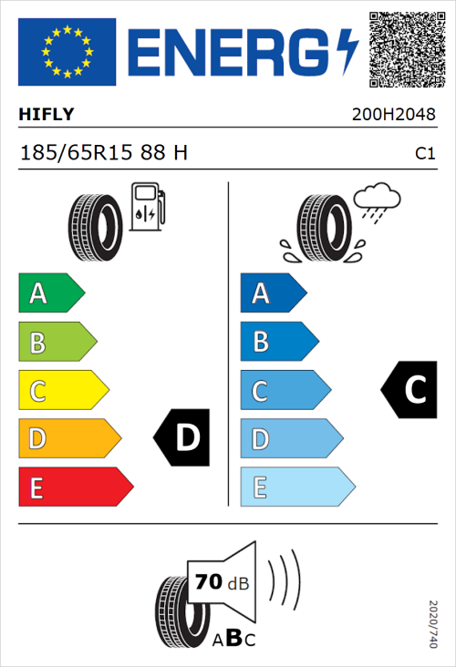Tyre Label for Hifly HF201 185/65R15 88H